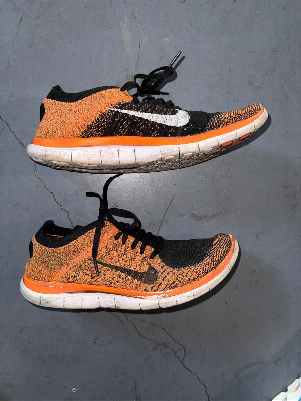 Nike Orange & Black Free 9.0 Knit Running Shoes with White Swoosh